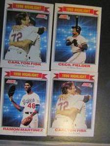 lot 228 image: � SCORE 1991 �1990 Highlight�. Cards #419, (2)#421, #770. 4 cards total. Average condition, some fading and discoloring on edges.