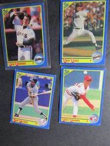 lot 232 image: � SCORE 1990- various teams and players. Cards #442, #518, #550, and #578. Not consecutive. 4 cards total. Fair condition, faded, worn edges.
