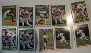 lot 280 image: �� TOPPS �40 YEARS OF BASEBALL�- Various teams and players. Cards 391-399. Not consecutive. 10 cards total. Good conditions, slight fade.