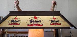 lot 11 image: Shiner Specialty Beers Hanging Lamp (53x22x14tall Approx.)