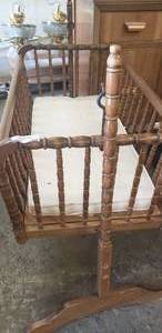 lot 108 image: Vintage Baby Cradle, minus bottom support board, FOR DISPLAY PURPOSES ONLY