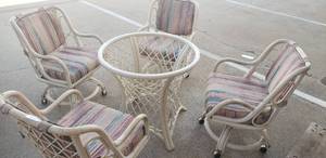 lot 113 image: Kitchen Dining Set with Rolling Chairs, Minus the Table Top