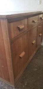 lot 110 image: Solid Wood Cabinet with 3 Drawers (56x20x36 Approx.)