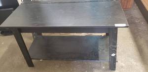 lot 129 image: Ikea Black Double Shelf Table (35x16x22 approx., 2 Total - 1 Not Assembled)