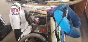 lot 115 image: Sports Lot Includes Rivera Water Ski (68), Badmitton Kit, Bowling Bag(Shoe Size 9 12) and Raven 12 WMN Helmet and MORE