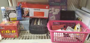 lot 76 image: Office Lot includes Trash Can Top Shredder, and Black Toner Cartridge HLB-TN115, GeoGraphics Greeting Card Maker Kit