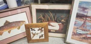 lot 122 image: Animal Art Work and Clock