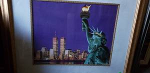 lot 29 image: New York City Print with the Twin Towers 32x26 Approx.