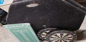 lot 106 image: Heavy Dartboards Cricket score board and dart mount  Backboards (2 sets)