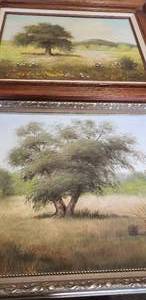 lot 46 image: Painted Trees on Canvas Framed Wall Art, See Pictures