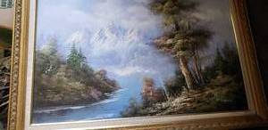lot 49 image: Mountain Landscape Framed Painting on Canvas (42x30 Approx.)