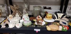 lot 56 image: Angels and knick knacks Lot Includes Bowling Bag Clock