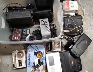 lot 88 image: Misc. Electronics includes Vivint panel, radio, recorders, and alarm clock
