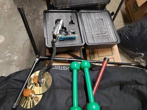 lot 157 image: Musical items Guitar Stand, Tuners, Guitar Strings, 2 Music Holders minus the stand