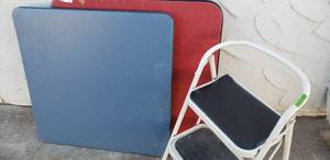 lot 163 image: Two Folding Tables Plus Step Stool
