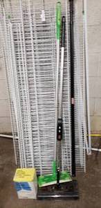 lot 199 image: Swiffer Mops, Cleaner, Recessed Bulb Changer and Wire Shelving