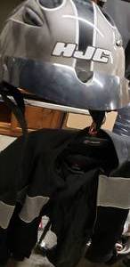 lot 211 image: Power-Trif Motorcycle Outfit (Pant size 36 and Jacket XL) and HJC Helmet