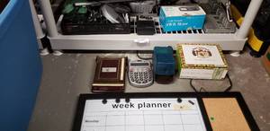 lot 142 image: Large amount of Office Items and Misc Includes Hole Punchers, and CBHam Antenna Tuner, toner and much more