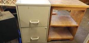 lot 183 image: Two Drawer File Cabinet and Side Table