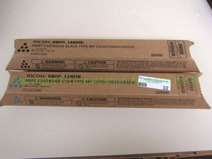 lot 32 image: Ricoh print cartridges type MP C2550C9025LD525C. Two total unopened