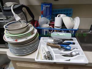 lot 41 image: Assorted dishes and silverware as shown