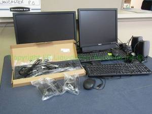 lot 47 image: Dell assorted computer hardware including keyboards, mouse, monitors as shown