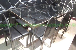 lot 163 image: Unique one of a kind custom built industrial theme table and chairs