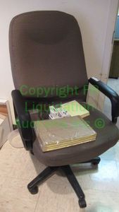 lot 160 image: Office chair and misc office supplies