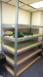 lot 143 image: Metal frame utility shelf unit 31 x 70 x 90
