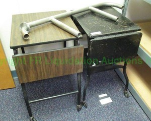 lot 142 image: Drop leaf utlity tables and safety rail