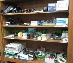 lot 112 image: Assorted office supplies as shown, 4 shelves full
