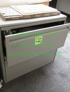 lot 95 image: Metal lateral file cabinet and salesmen brick samples