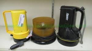 lot 72 image: Whelen magnetic automotive mount safety strobe light and flashlights