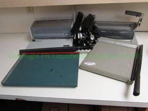 lot 27 image: Ibico comb binder, Swingline hole punch and paper cutting boards