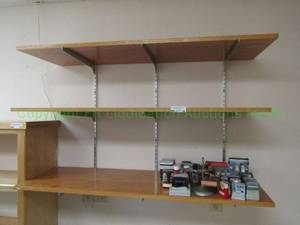 lot 29 image: Wall mount shelves. Mounted to wall
