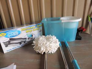 lot 46 image: Hurricane mop, bucket and NIB mop dolly on wheels