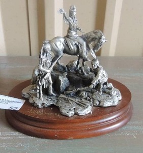 lot 52 image: Chilmark Pewter CHIEF JOSEPH  by Don Polland  8x8 - 92588