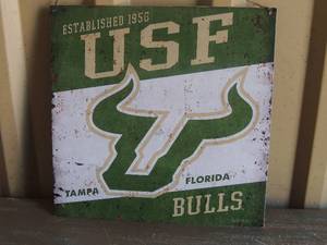 lot 22 image: USF Tampa Bulls metal wall art 11x11 established 1956