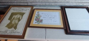 lot 110 image: Picture frame with glass front 23x20 needle point 21 x 17