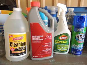 lot 18 image: Mixed lot-Peroxide, alcohol, polish remover, comet spray, ammonia, fabreeze and more