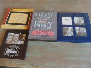 lot 19 image: Celebrate grandkids 6x4 photo frame new, Fetco 4 spot photo frame 3x3 please excuse family canvas 8x6 and thank God canvas 6x8