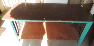 lot 99 image: COFFEE TABLE  TURQUOISE & BROWN  44l x 20w x 20