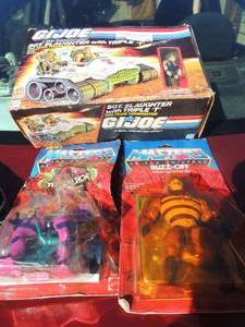 lot 29 image: Vintage Toys  NIB -  GI Joe Sgt Slaughter with triple T Harsbro 6061 NIB MASTERS OF THE UNIVERSE - Tung Lasher,& BUZZ OFF  Spy in the sky Mattel No.4923, NEW,