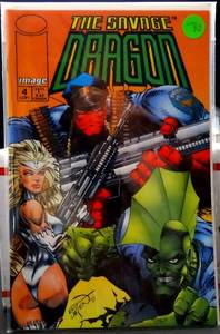 lot 76 image: THE SAVAGE DRAGON #4 (1993) IMAGE COMICS LARSEN ADAM HUGHES FLIP COVER & ART $8