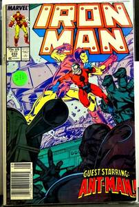 lot 270 image: VINTAGE NEWSTAND EDITION - IRON MAN #233 (ANT MAN appearance) (Marvel) 1988