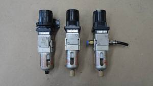 lot 150 image: Lot of 3 SMC AWG20-N01BG1-CZ Filter Regulators w Gauge