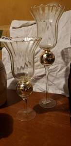 lot 79 image: Long-Stemmed Glass Decor Pair