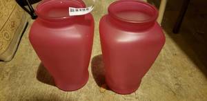 lot 114 image: Pair of Pink Glass Vases (Approx. 10)