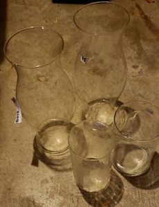 lot 82 image: Hurricane Glass Candle Holder (pair approx. 20 and Round Vase approx. 8)