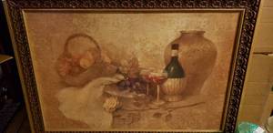 lot 111 image: Albena Painting of Wine and Fruit (Approx. 28x36)